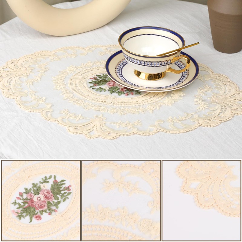 2 Pack Retro Lace Placemats French Crochet Doilies Table Placemats