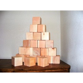 Steves Gift Shoppe Qty 30 - 1.75" x 1.75" Wood Craft Blocks / 1 3/4" Wood Cubes NATURAL Unfinished
