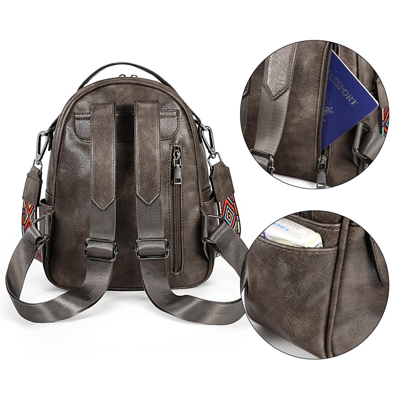 UTO Small Backpack Women's Leather Elegant 2 in 1 Shoulder
