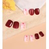 Kikmoya 24Pcs Fall Press on Nails Short Square Burgundy Fake