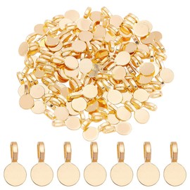 DICOSMETIC 100Pcs Glue on Bails Pendants Golden Alloy Flat Pad Charms Base Blank Settings Pendants Jewelry Bails for Jewelry Making, Hole: 6x3.5mm
