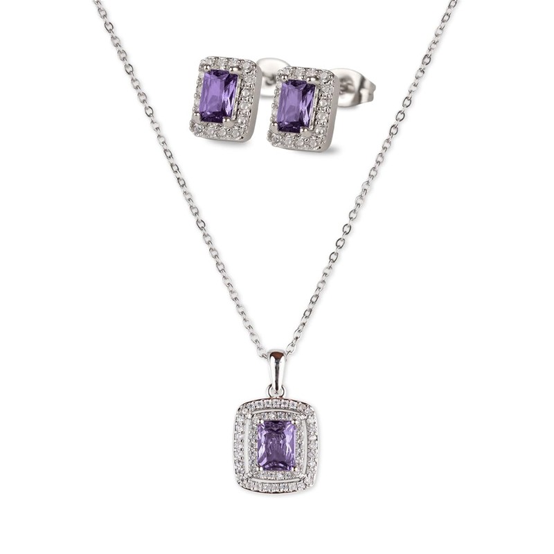 LuckyLy Set de Joyería para Mujer, Collar y Aretes Zirconias,