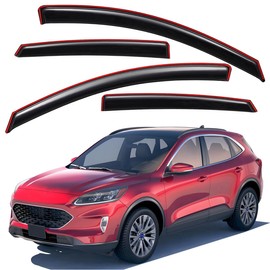 Lightronic Extra Durable Clip-on in-Channel Auto Vent Window Visor, Fits 2020-2025 Ford Escape, UV Protection Rain Guard, Original Wind Deflector, No-Drill Easy Install, Dark Smoke, 4-Pcs