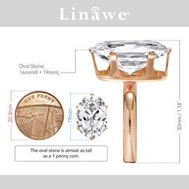 Linawe Rose Gold Promise Love Rings for Women, Cubic Zirconia Imitation Diamond Moissanite Adjustable Solitaire Ring, Birthstone Wedding Engagement Dupes Costume Jewellery
