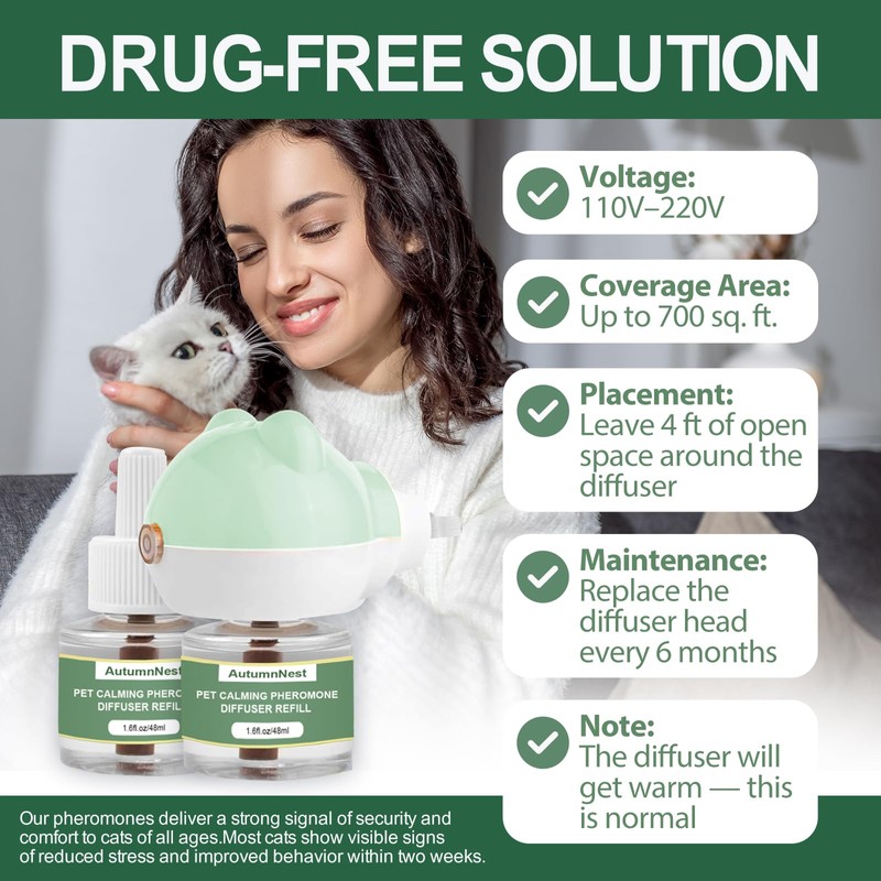 Cat Calming Diffuser Kit with 2 Plug-in & 4 Refills,