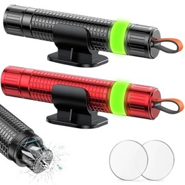 Pack of 2 Seat Belt Cutter Emergency Hammer, 2 in 1 Emergency Hammer Car with Belt Cutter, Safety Hammer Car with Spring Grain Glass Breaker, Portable Window Breaker Rescue Tool for Car Bus