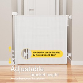Retractable Baby Gates for Doorways, PRObebi Retractable Dog Gate for Stairs Extends to 54" Wide 34" Tall, Mesh Baby Gate, Gates for Dogs Indoor, Suitable for Hallways, Doorways, Deck, Porch (White)