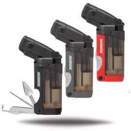 Ronson Black SideKyck Butane Lighter for Cigars and Pipe Enthusiasts