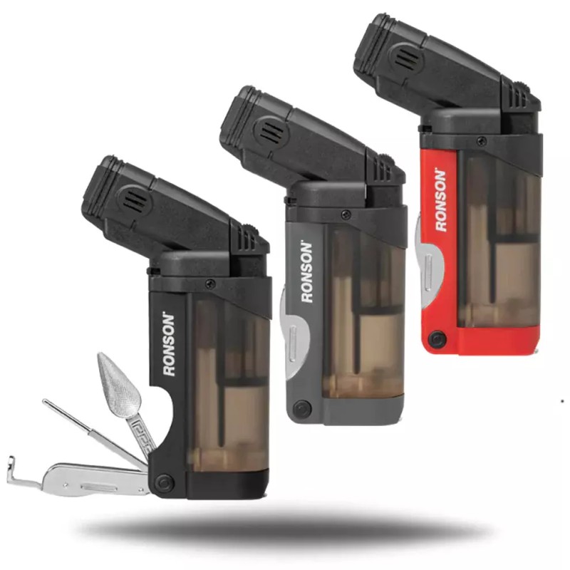 Ronson Black SideKyck Butane Lighter for Cigars and Pipe Enthusiasts