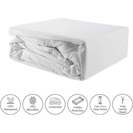 Fullcover Zipped Waterproof Mattress Cover Kingsize 150 x 200 x 25cms …