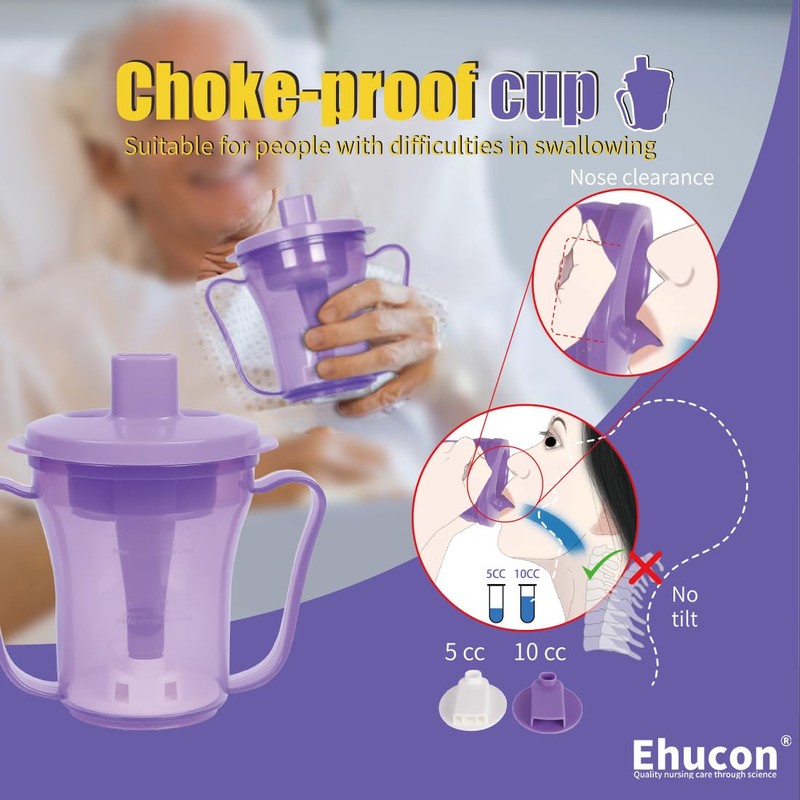 Ehucon Dysphagia Regulating Drinking Cup for Elderly-Having Difficulty Swallowing,Dispenses 5