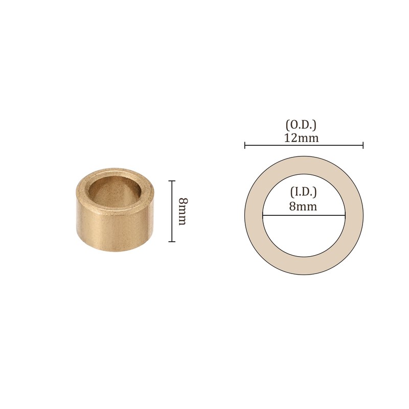 Kozelo 6pcs Sleeve Bearings [8x12x8mm] Sintered Bronze Self Lubricating Bushing