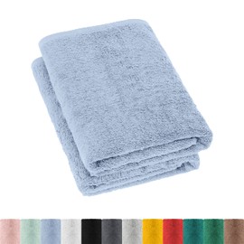 Pack of 2 Terry Bath Towels Set 70 x 140 cm 100% Cotton 2 x Bath Towels Smoke Blue