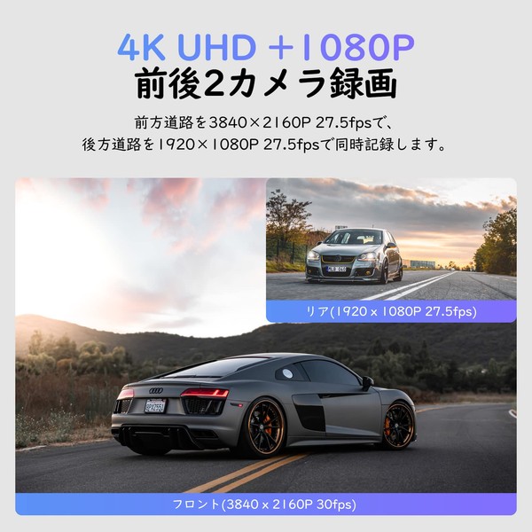 VIOFO 4K UHD Dash Camera, Front and Rear Camera, GPS,