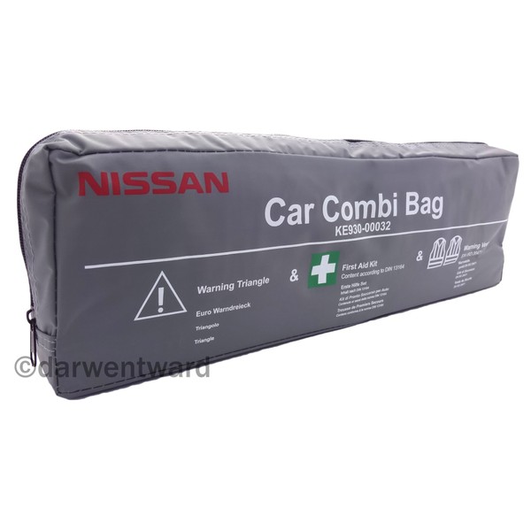 FIRST AID KIT GENUINE AUTHENTIC NISSAN EMERGENCY SAFETY SET WITH BAG TRIANGLE HI VIS VESTS