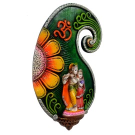 Purpledip Resin Wall Hanging Radha Krishna: Collectible Wall Decor for Home Temple, Walls (12392)