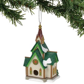 Department 56 North Pole Series Village St. Nicholas Chapel Hanging Ornament, 4.33 Inch, Multicolor