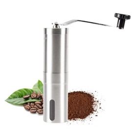 Manual Stainless Steel Coffee Grinder - Adjustable Ceramic Burr, Portable Conical Burr Mill for Camping, Travel, Aeropress, Drip Coffee, Espresso, French Press, Turkish Brew - With Hand Crank