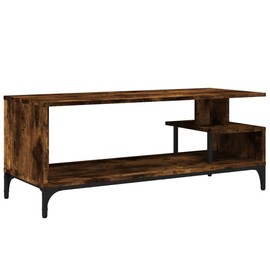 vidaXL Smoked Oak TV Stand - Engineered Wood & Steel, Media Console Storage, for Living Room, Bedroom, 40.2" x 15.7" x 16.1"
