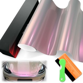 1FTx5FT PET Space Candy Gloss Gray Red Chameleon Metallic Color Shift Color Change Vinyl Wrap Auto Car Sticker Decal Film Sheet Bubble Free Air Release Technology with Tool Set