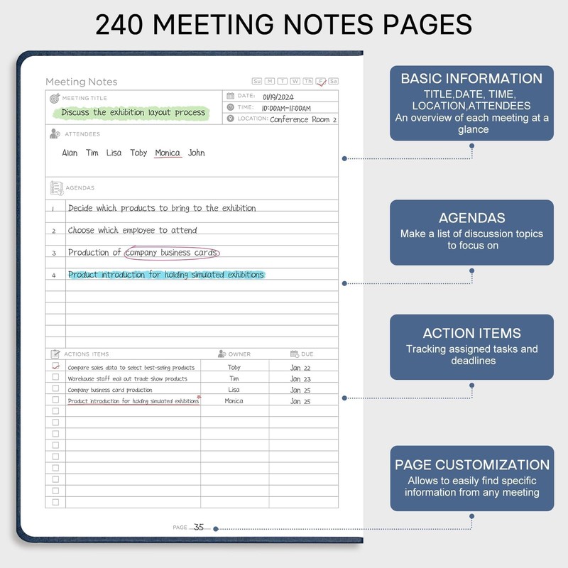 EMSHOI Meeting Notebook for Work with Action Items - 240