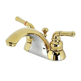 Kingston Brass KB2622B Naples 4-Inch Centerset Lavatory Faucet Brass Pop-Up, Polished Brass