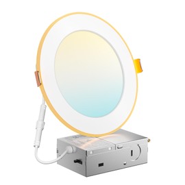 Amico 1 Pack 6 Inch 5CCT LED Recessed Ceiling Light with Night Light, 2700K/3000K/3500K/4000K/5000K Selectable Ultra-Thin Recessed Lighting, 12W=110W, 1100LM, for 4/24 Pack