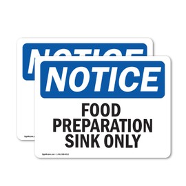 (2 Pack) Food Preparation Sink Only OSHA Notice Sign 5 Inch X 3.5 Inch Vinyl Label Decal Sticker Weather Resistant, UV Protected for Workplace, Business, and Construction Site, Made in the USA