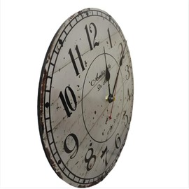 YOAI Wall Clock Kitchen Clock Vintage Shabby Chic Antique Nostalgia Rustic Quartz Clock Made of MDF with Silent Movement 12 Inches / 30 cm Diameter (Grey)