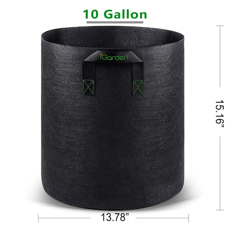 iGarden Grow Bags Tall, 10 Gallon Grow Pots 6 Pack