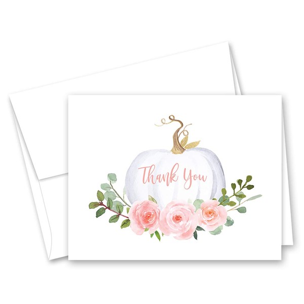InvitationHouse Floral Pumpkin Thank You Cards and Envelopes - 50 cnt