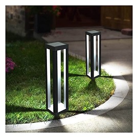 Outdoor Floor Lamp Solar Powered Landscape Path Lights Waterproof Stainless Steel Decorative, 2 Pack Solar Garden Lights for Patio Pathway Garden Yard (19'' H-2 Pack)