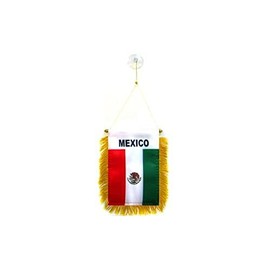 Mexico mini Banner 6'' x 4'' - Mexican PENNANT 15 x 10 cm - mini Banners 4x6 inch suction cup hanger - Drapeau Mexique AZ FLAG