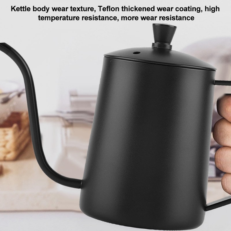 550ml Stainless Steel Long Gooseneck Coffee Pot Kettle with Lid