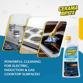 Cerama Bryte Removes Tough Stains Cooktop and Stove Top Cleaner for Glass - Ceramic Surfaces, 18 Ounces, 4 Pack
