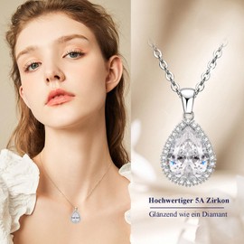 Women's Silver Necklace Jewellery Gift for Women Girlfriend Bride on Wedding Birthday Christmas Valentine's Day (Silver/Gold/Rose Gold), Brass