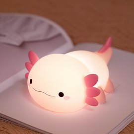 Creative Cute Axolotl LED Night Light, Dinosaur Lamp,Squishy Night Light, Night Bedroom Lamp, Lights Bedroom, Bedside Lamp, Silicone Night Light