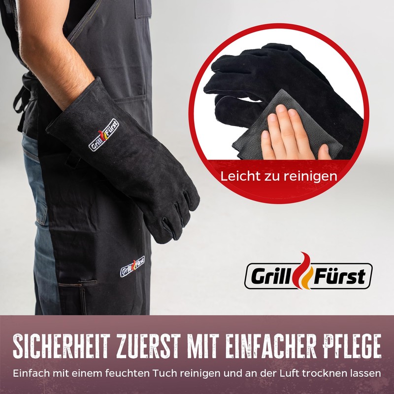 Grillfürst Barbecue Glove - Heat Resistant Leather Glove Made of