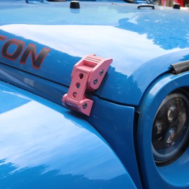 Brangstak Stainless Steel Latch Hood Capture Kit for 2007-2018 Jeep Wrangler JK JKU and 2018-2022 Jeep Wrangler JLJLU Gladiator 2-Door and 4-Door (Pink)