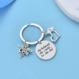 malyunin LPN She Believed She Could So She Did Nurse Keychain Caduceus Women Men Jewelry for Graduation Birthday Git (LPN)