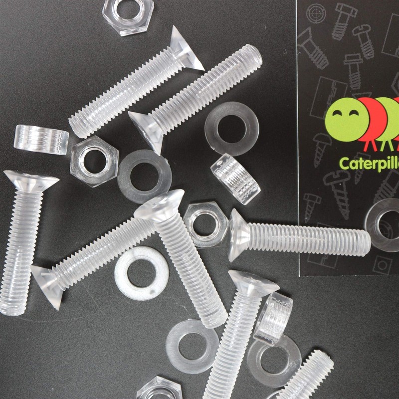20 x Crosshead Countersunk Screw Nuts and bolts, Transparent Clear