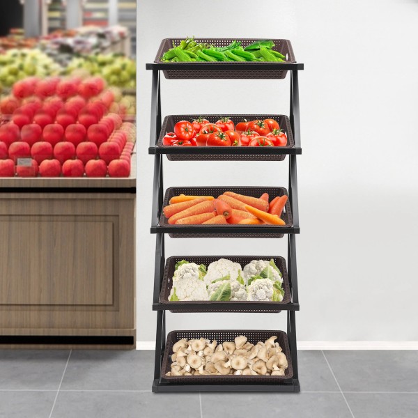 Retail Display Rack Market Shelf Fruit Vegetable Snack Basket With