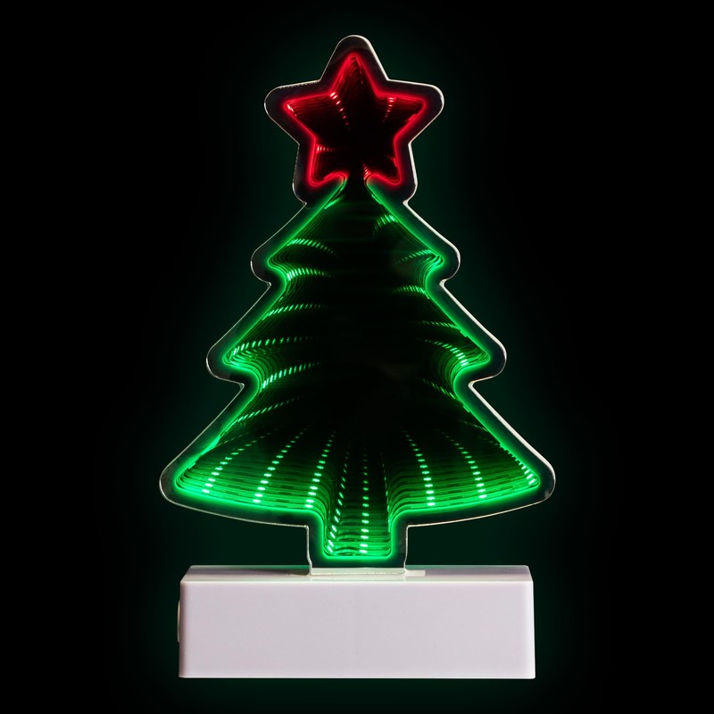 Northlight LED 3D Christmas Tree Infinity Mirror - 8"