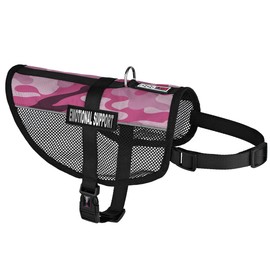 Dogline MaxAire Vest Emotional Support Removable Patch Adjustable Harness Reflective for Puppies Small Medium and Large Dogs 30 by 38 Inch Girth Pink Camo