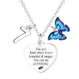 Waeceip Birthday Necklace Happy Birthday Gifts for Women Butterfly Necklace Gifts for Family Inspirational Gifts for Friends (7th)