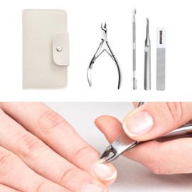 Professional Manicure Set, 4PCS Professional Podiatrist Nail Cutter Tools, Stainless Steel Nail Clipper Pedicure Kit, Nail Scissors Grooming Care, Cuticle Remover Accessories for for Travel & Home Use