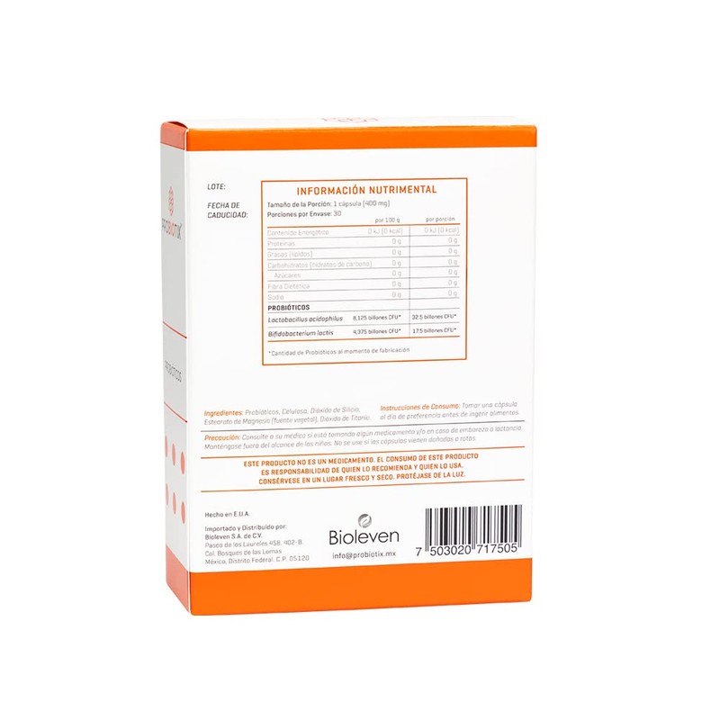 PROBIOTIX, 50 billones de Probióticos en Cápsula, 2 cepas, Suplemento