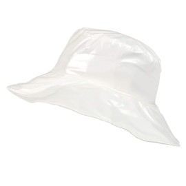 Toutacoo, Wide-Brimmed Vinyl Rain Hat, 11-White, One Size