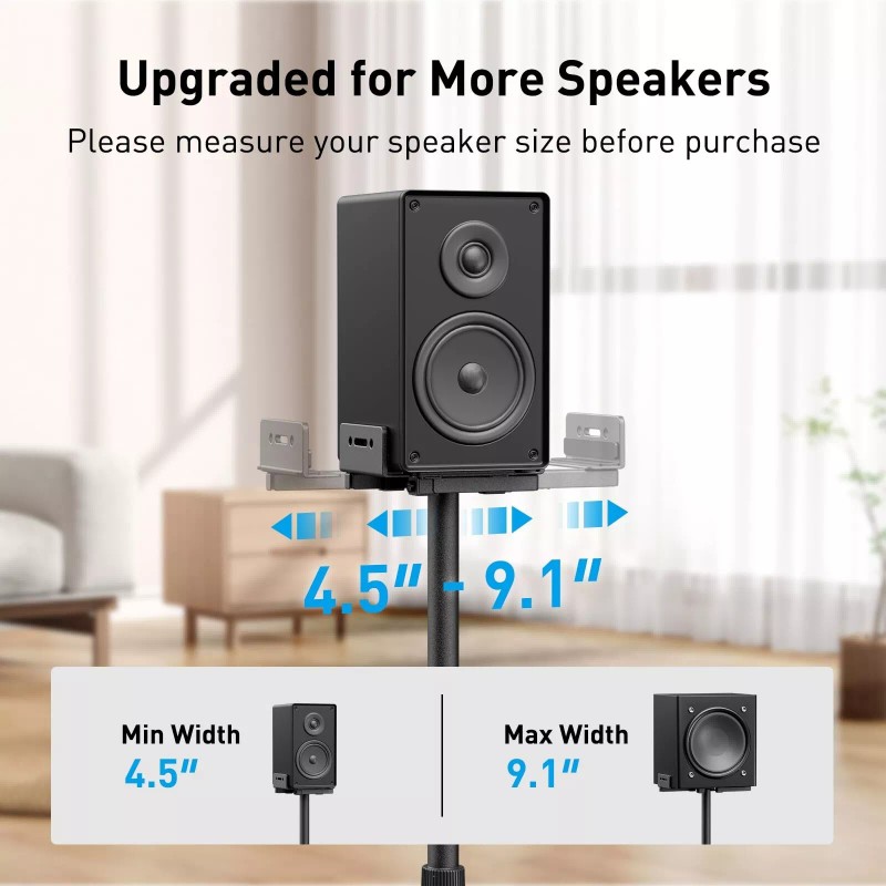 PERLESMITH Universal Speaker Stands Height Adjustable Extend 33.3” to 45.1”
