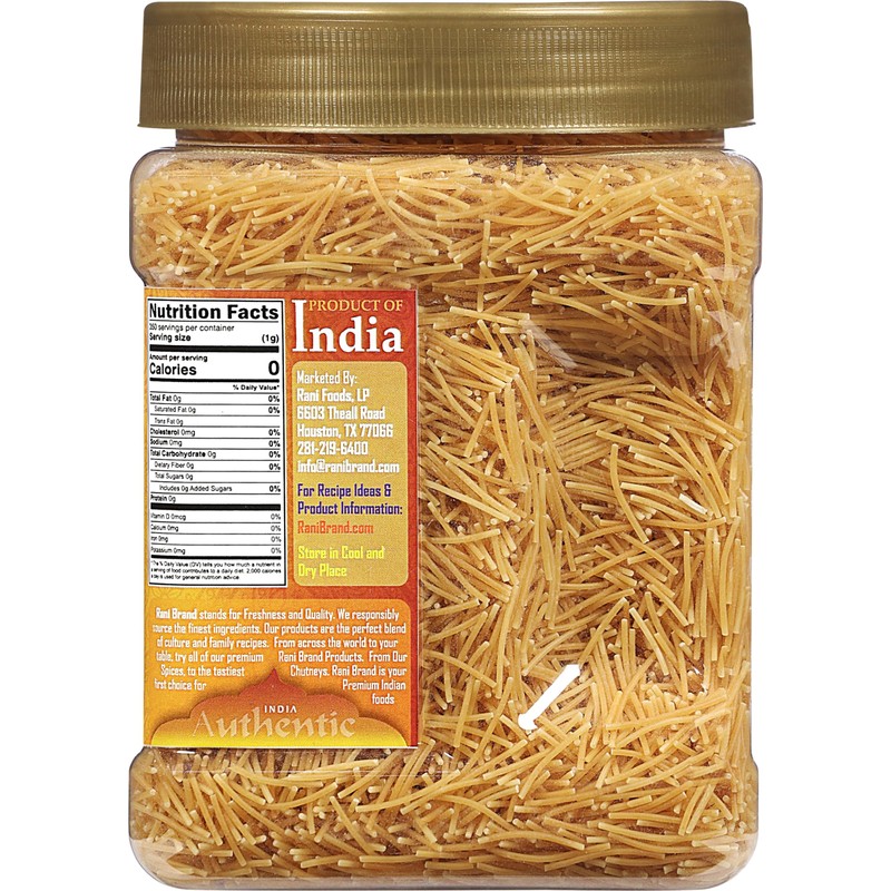Rani Roasted Vermicelli (Roasted Wheat Noodles) 12.25oz (350g) PET Jar